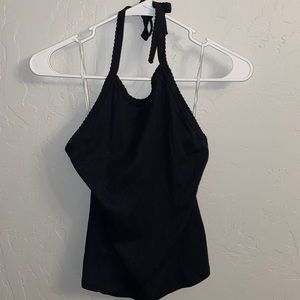 Black open back tank top